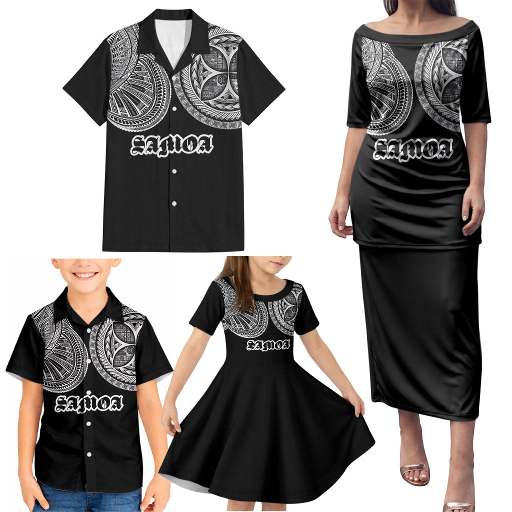 Samoa Traditional Tattoo Family Matching Puletasi and Hawaiian Shirt Tribal Tatau Pattern