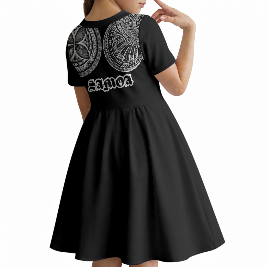 Samoa Traditional Tattoo Kid Short Sleeve Dress Tribal Tatau Pattern