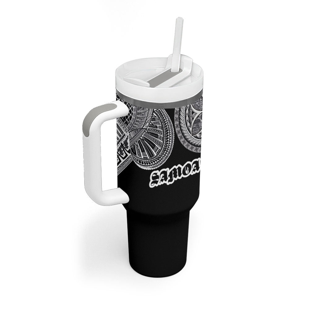 Samoa Traditional Tattoo Tumbler With Handle Tribal Tatau Pattern