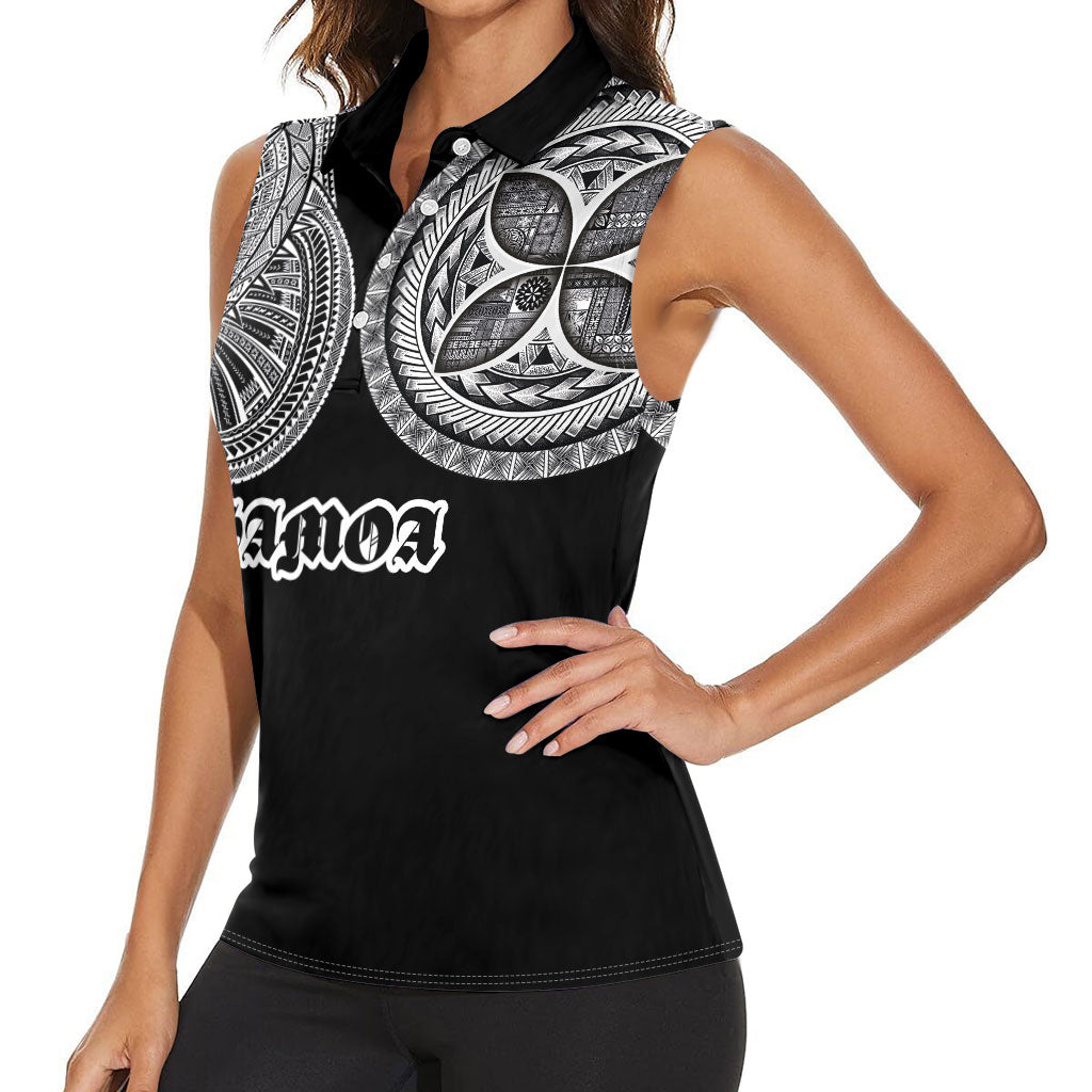 Samoa Traditional Tattoo Women Sleeveless Polo Shirt Tribal Tatau Pattern