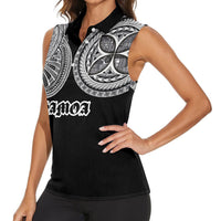 Samoa Traditional Tattoo Women Sleeveless Polo Shirt Tribal Tatau Pattern