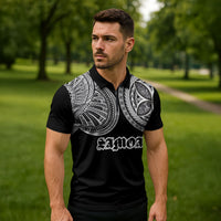 Samoa Traditional Tattoo Zipper Polo Shirt Tribal Tatau Pattern