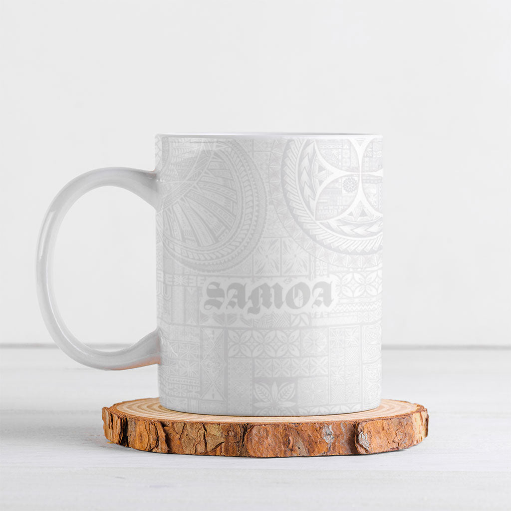 Samoa Lotu Tamaiti Ceramic Mug Tribal Tatau with Siapo Pattern LT03 White - Polynesian Pride