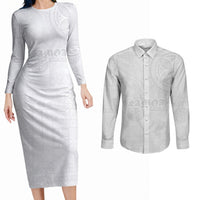 Samoa Lotu Tamaiti Couples Matching Long Sleeve Bodycon Dress and Long Sleeve Button Shirt Tribal Tatau with Siapo Pattern