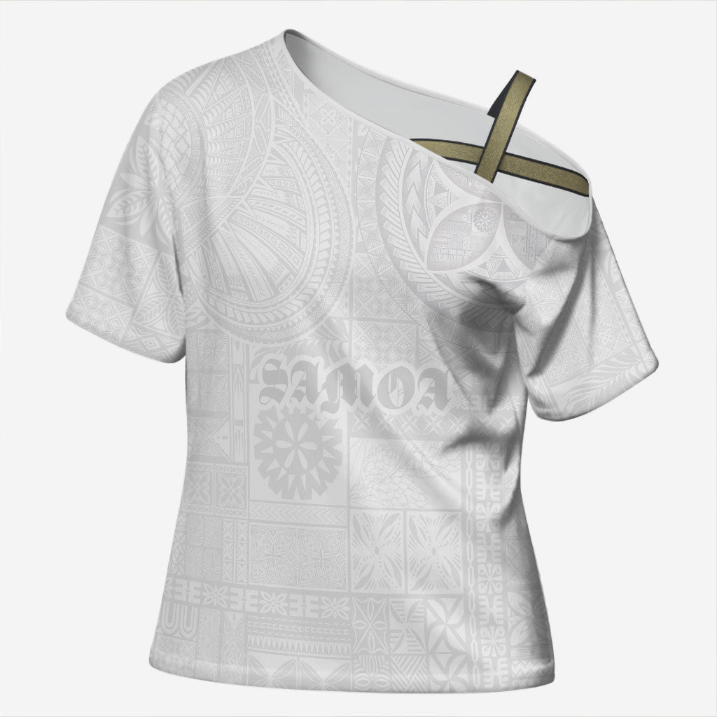 Samoa Lotu Tamaiti Cross Shoulder Shirt Tribal Tatau with Siapo Pattern