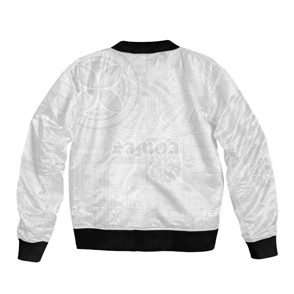 Samoa Lotu Tamaiti Sleeve Zip Bomber Jacket Tribal Tatau with Siapo Pattern