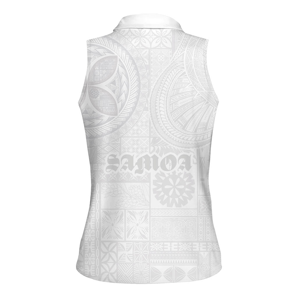 Samoa Lotu Tamaiti Women Sleeveless Polo Shirt Tribal Tatau with Siapo Pattern
