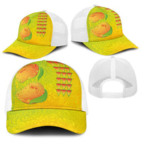 Hawaiian Mango Baseball Net Cap Polynesian Art Pattern and Kakau Tattoo