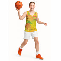 Hawaiian Mango Basketball Jersey Polynesian Art Pattern and Kakau Tattoo