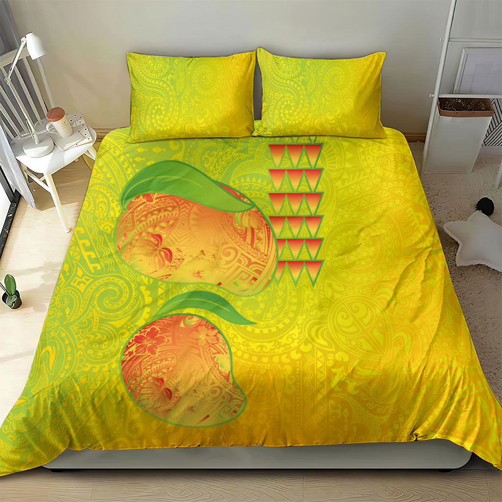 Hawaiian Mango Bedding Set Polynesian Art Pattern and Kakau Tattoo