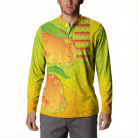 Hawaiian Mango Button Sweatshirt Polynesian Art Pattern and Kakau Tattoo