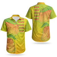 Hawaiian Mango Couples Matching Off The Shoulder Long Sleeve Dress and Hawaiian Shirt Polynesian Art Pattern and Kakau Tattoo