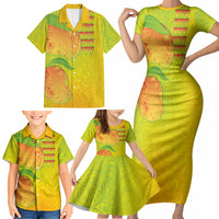 Hawaiian Mango Family Matching Short Sleeve Bodycon Dress and Hawaiian Shirt Polynesian Art Pattern and Kakau Tattoo