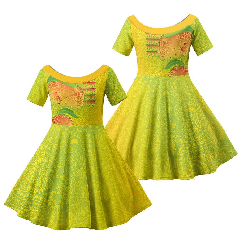 Hawaiian Mango Family Matching Short Sleeve Bodycon Dress and Hawaiian Shirt Polynesian Art Pattern and Kakau Tattoo