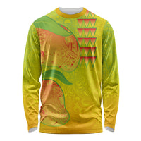 Hawaiian Mango Long Sleeve Shirt Polynesian Art Pattern and Kakau Tattoo