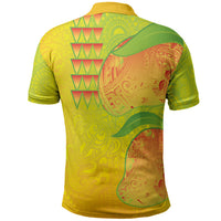 Hawaiian Mango Polo Shirt Polynesian Art Pattern and Kakau Tattoo
