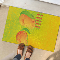 Hawaiian Mango Rubber Doormat Polynesian Art Pattern and Kakau Tattoo