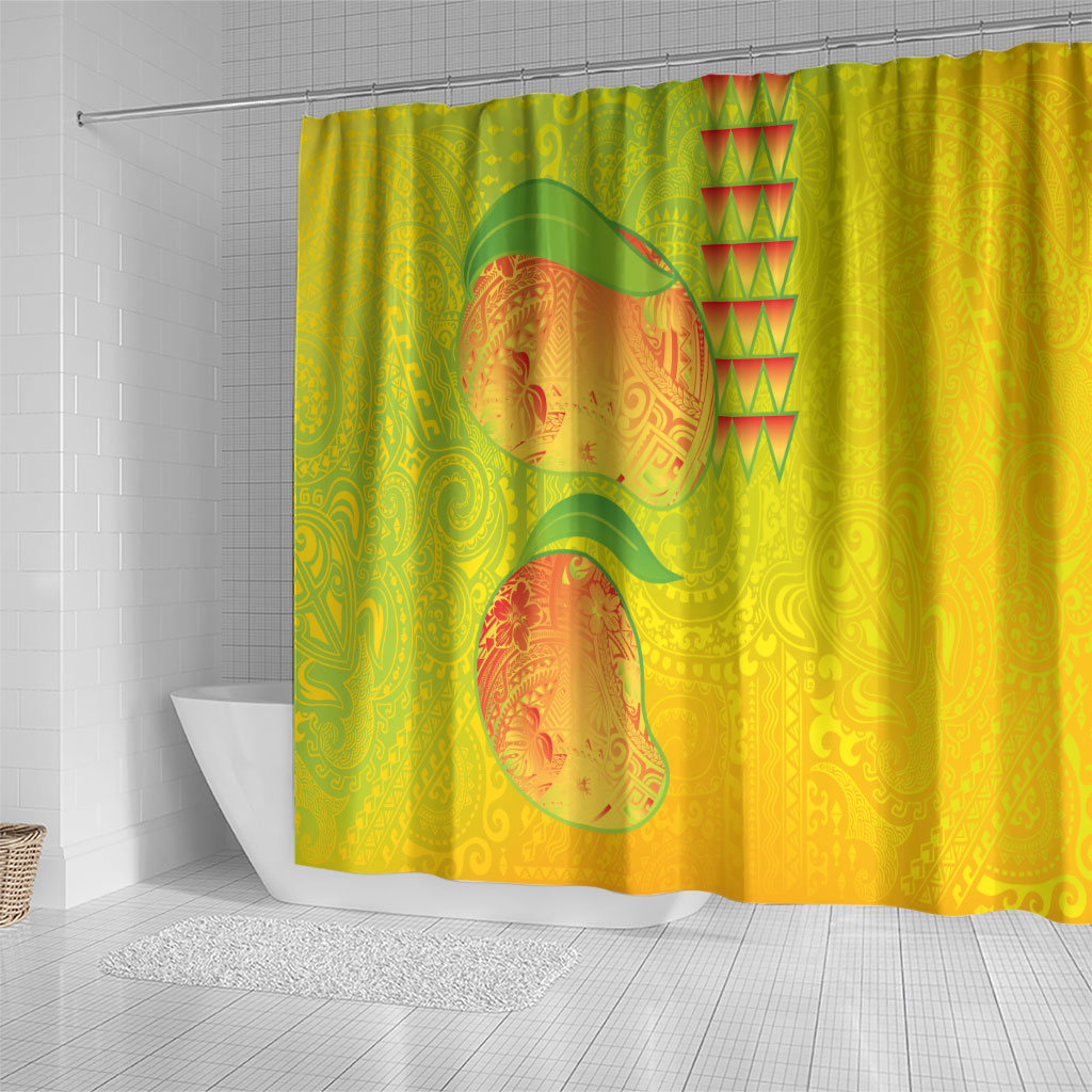 Hawaiian Mango Shower Curtain Polynesian Art Pattern and Kakau Tattoo