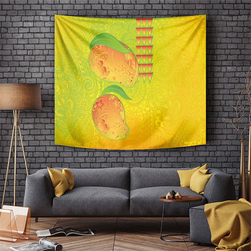 Hawaiian Mango Tapestry Polynesian Art Pattern and Kakau Tattoo LT03 Yellow - Polynesian Pride