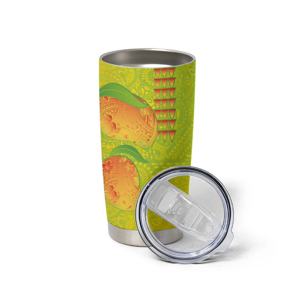 Hawaiian Mango Tumbler Cup Polynesian Art Pattern and Kakau Tattoo
