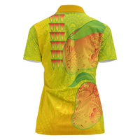 Hawaiian Mango Women Polo Shirt Polynesian Art Pattern and Kakau Tattoo