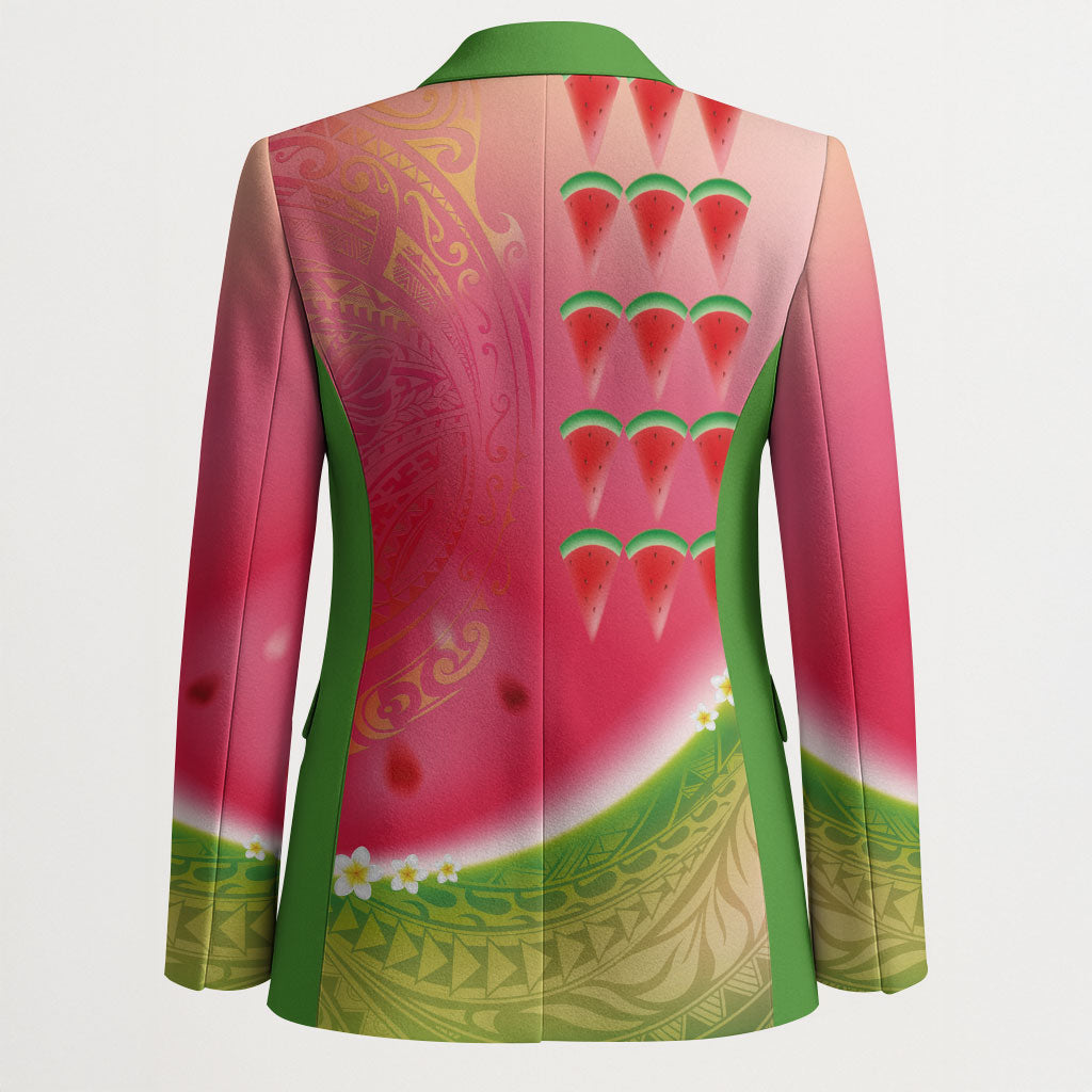 Hawaiian Watermelon Blazer with Kakau Art Tattoo