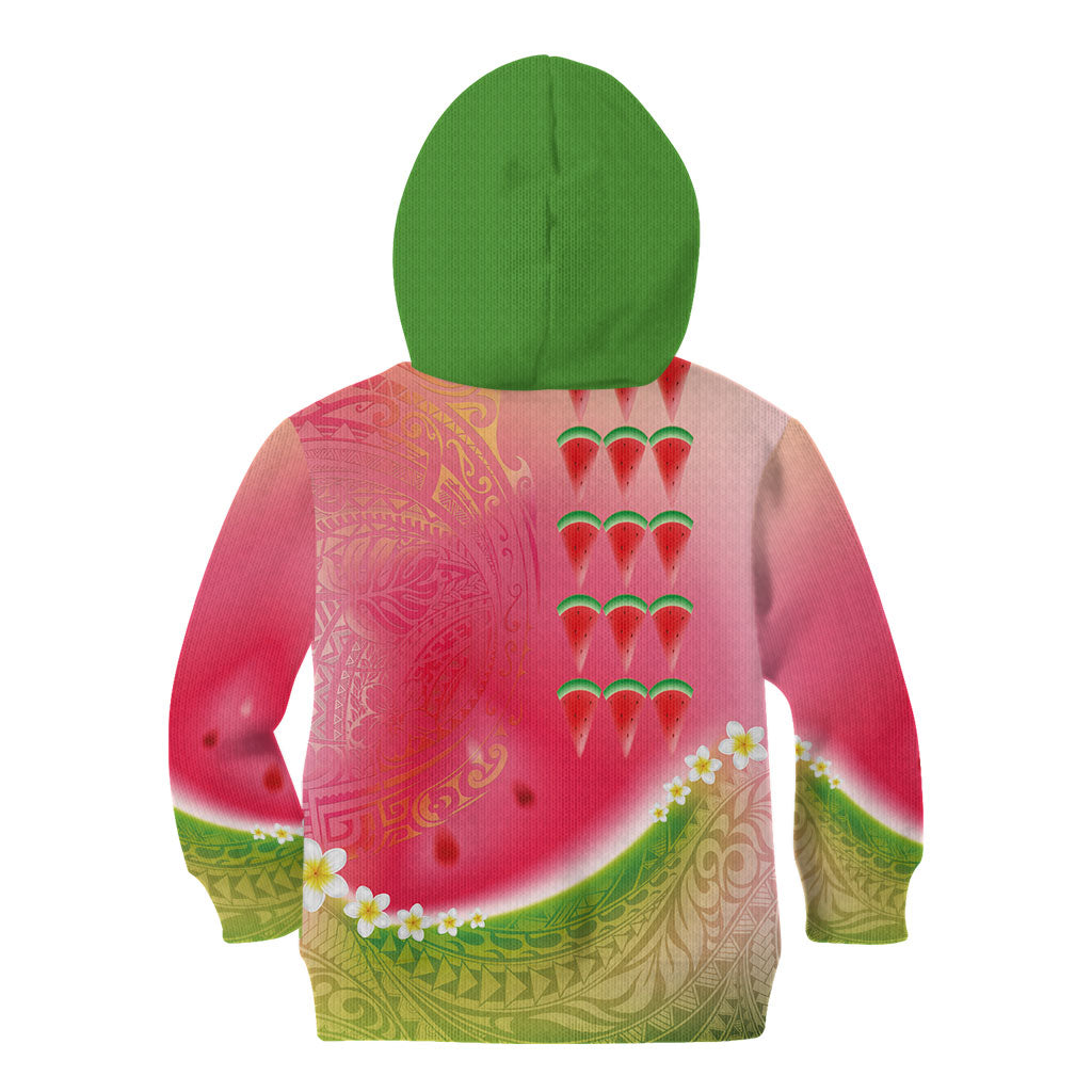 Hawaiian Watermelon Kid Hoodie with Kakau Art Tattoo