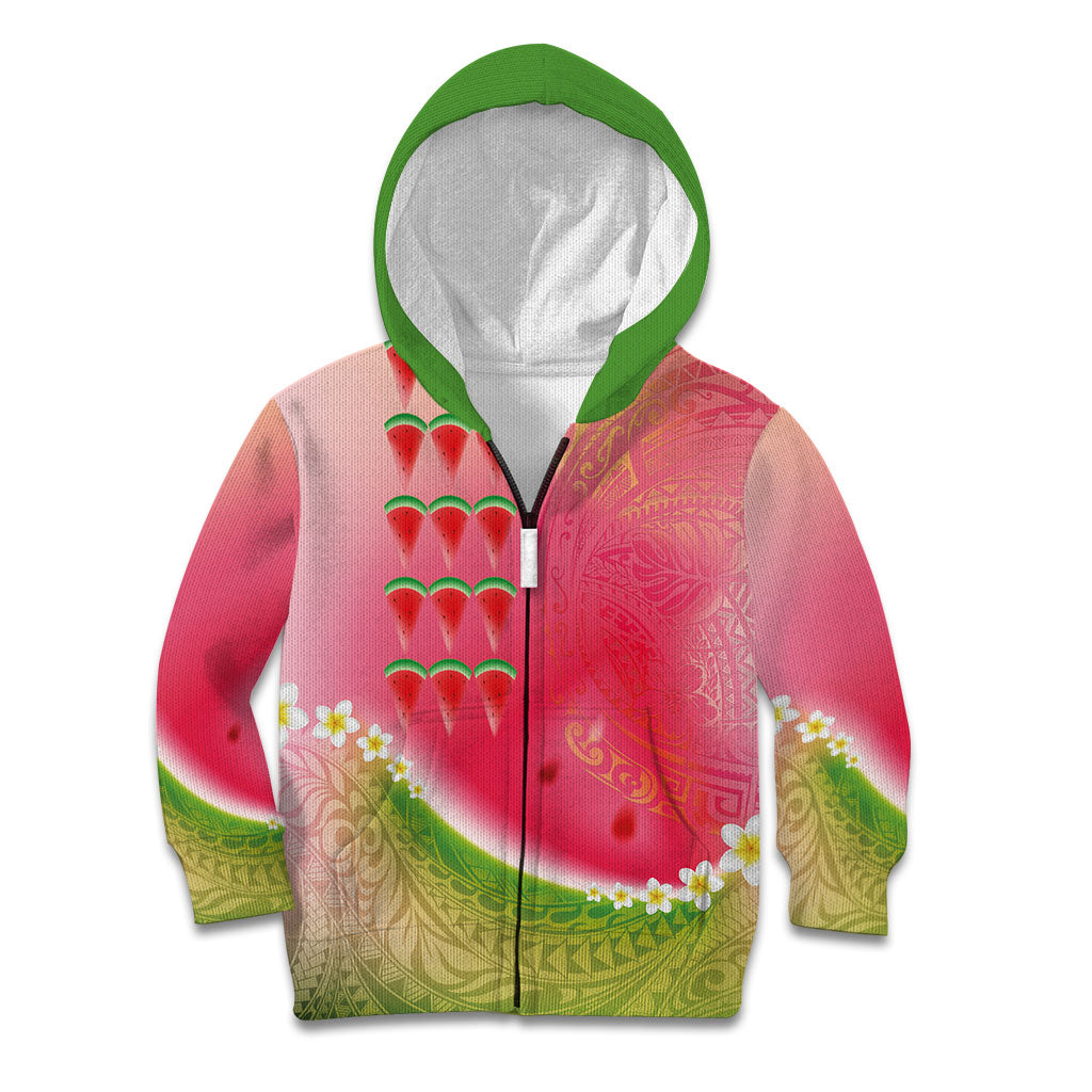 Hawaiian Watermelon Kid Hoodie with Kakau Art Tattoo