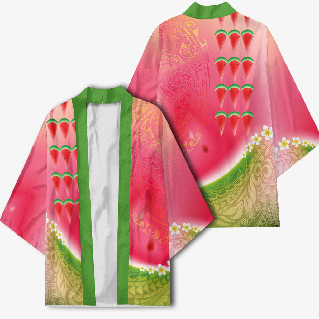 Hawaiian Watermelon Kimono with Kakau Art Tattoo