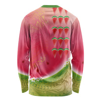 Hawaiian Watermelon Long Sleeve Shirt with Kakau Art Tattoo