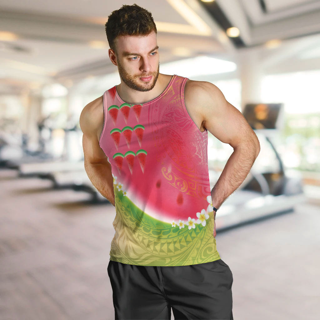 Hawaiian Watermelon Men Tank Top with Kakau Art Tattoo