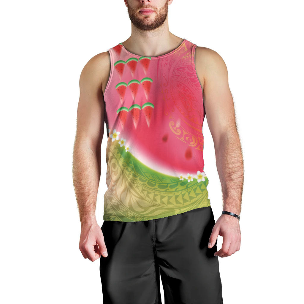Hawaiian Watermelon Men Tank Top with Kakau Art Tattoo