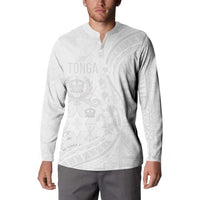 Tonga Faka Sepitema Button Sweatshirt Ngatu Pattern with Plumeria and Hibiscus