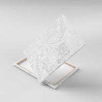 Tonga Faka Sepitema Canvas Wall Art Ngatu Pattern with Plumeria and Hibiscus