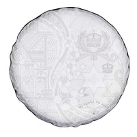 Tonga Faka Sepitema Spare Tire Cover Ngatu Pattern with Plumeria and Hibiscus