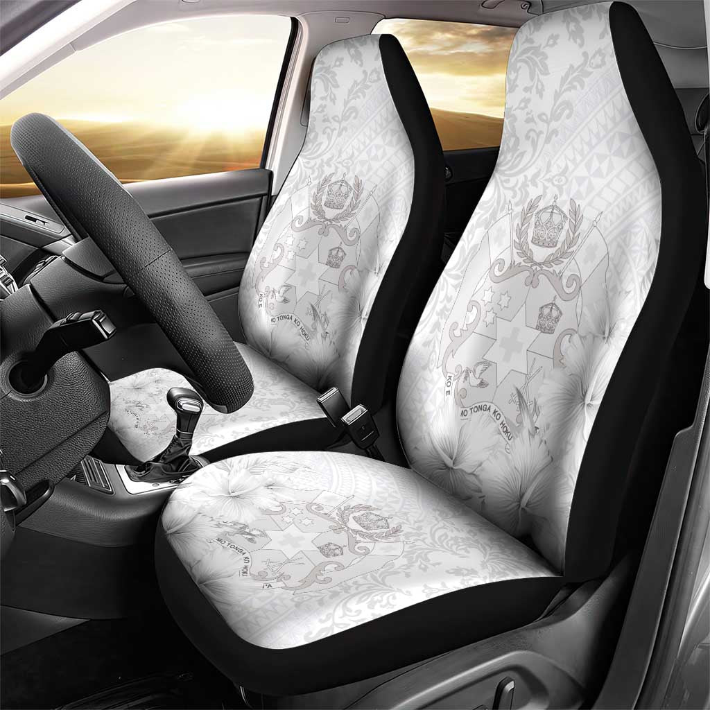 Tonga Faka Sepitema Car Seat Cover Ngatu and Floral Pattern with Blooming Hibiscus