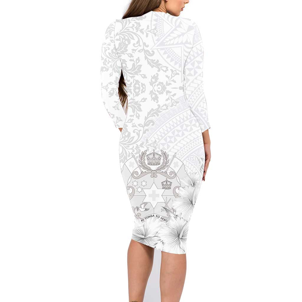Tonga Faka Sepitema Family Matching Long Sleeve Bodycon Dress and Hawaiian Shirt Ngatu and Floral Pattern with Blooming Hibiscus