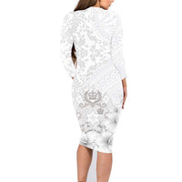 Tonga Faka Sepitema Family Matching Long Sleeve Bodycon Dress and Hawaiian Shirt Ngatu and Floral Pattern with Blooming Hibiscus