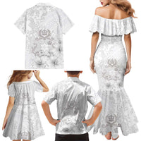Tonga Faka Sepitema Family Matching Mermaid Dress and Hawaiian Shirt Ngatu and Floral Pattern with Blooming Hibiscus