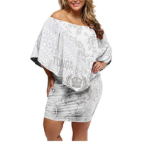 Tonga Faka Sepitema Family Matching Off Shoulder Short Dress and Hawaiian Shirt Ngatu and Floral Pattern with Blooming Hibiscus