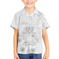 Tonga Faka Sepitema Family Matching Off Shoulder Short Dress and Hawaiian Shirt Ngatu and Floral Pattern with Blooming Hibiscus