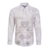 Tonga Faka Sepitema Long Sleeve Button Shirt Ngatu and Floral Pattern with Blooming Hibiscus