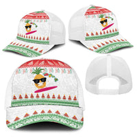 Hawaiian Mele Kalikimaka Baseball Net Cap Funny Pineapple Surfing with Map Christmas Stripe Elements