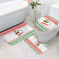 Hawaiian Mele Kalikimaka Bathroom Set Funny Pineapple Surfing with Map Christmas Stripe Elements