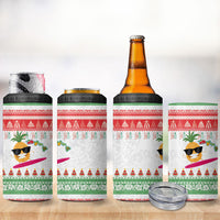Hawaiian Mele Kalikimaka 4 in 1 Can Cooler Tumbler Funny Pineapple Surfing with Map Christmas Stripe Elements