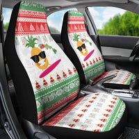 Hawaiian Mele Kalikimaka Car Seat Cover Funny Pineapple Surfing with Map Christmas Stripe Elements