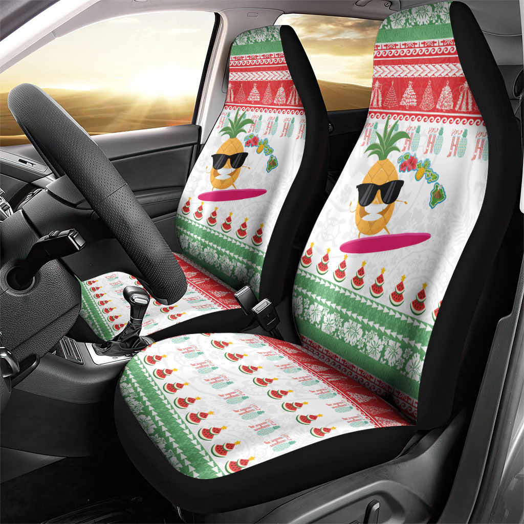 Hawaiian Mele Kalikimaka Car Seat Cover Funny Pineapple Surfing with Map Christmas Stripe Elements