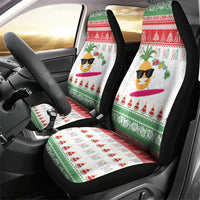 Hawaiian Mele Kalikimaka Car Seat Cover Funny Pineapple Surfing with Map Christmas Stripe Elements