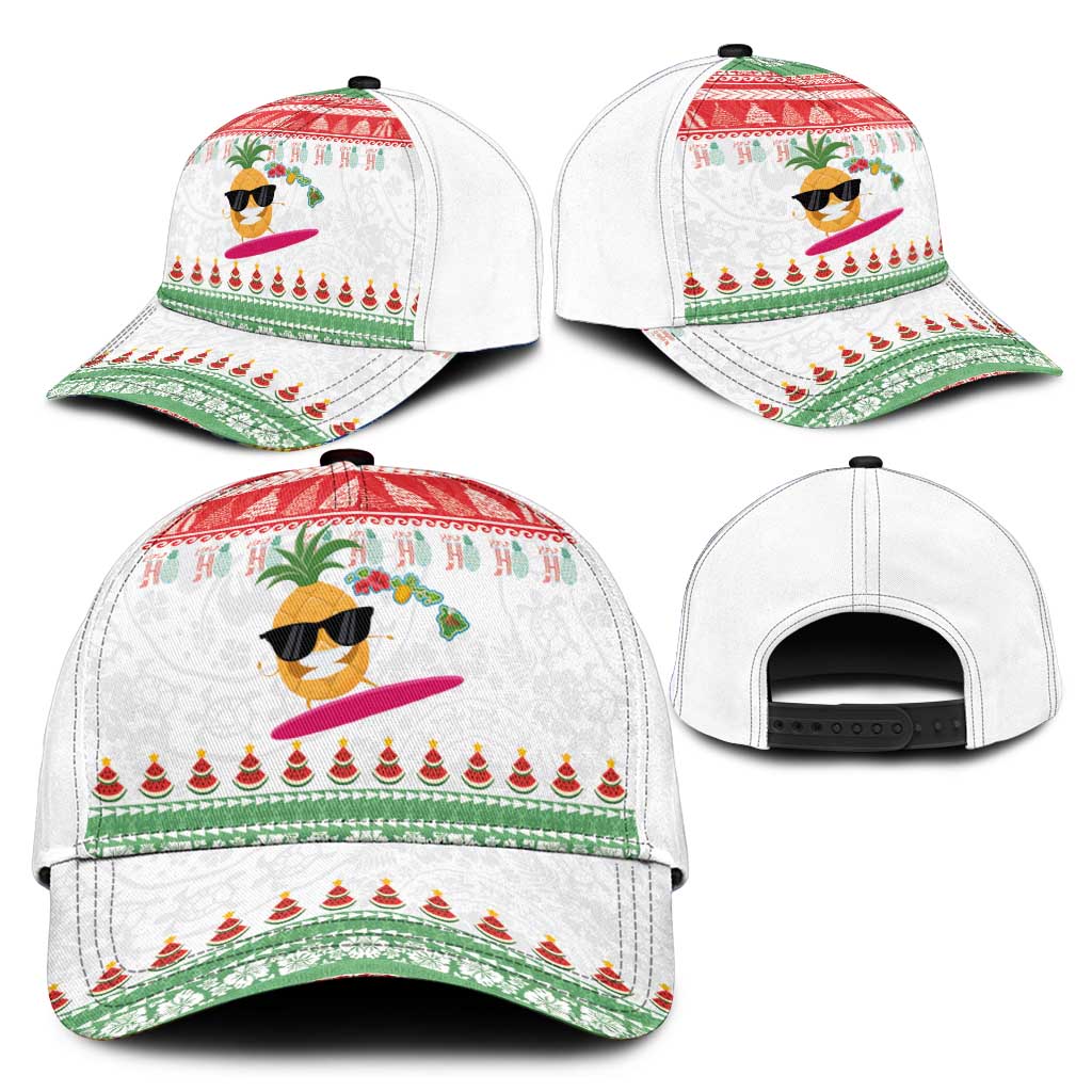 Hawaiian Mele Kalikimaka Classic Cap Funny Pineapple Surfing with Map Christmas Stripe Elements