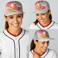 Hawaiian Watermelon Mele Kalikimaka Baseball Net Cap Tropical Tribal Pattern with Funny Santa Claus